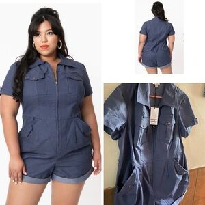 Unique vintage denim romper Size 18/20